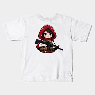 Tactical Little Red Riding Hood Adventure Tee: Where Fairytales Meet Bold Style Kids T-Shirt